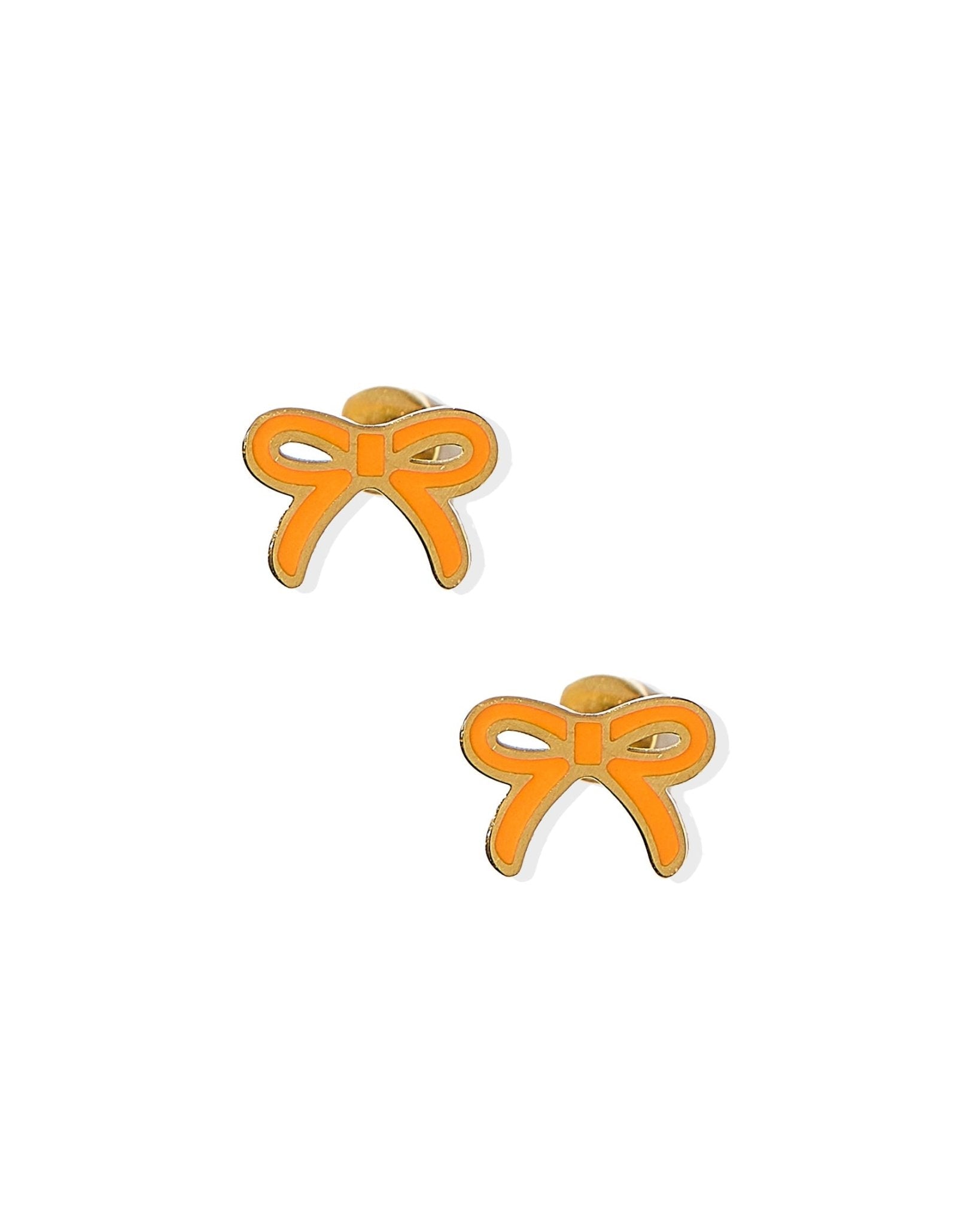Screwback Stud Earrings - Sadie Bow Orange - Shop LINNY CO