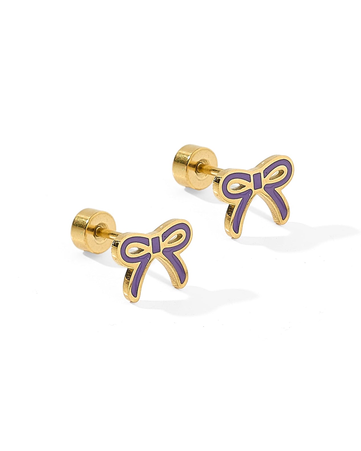 Screwback Stud Earrings - Sadie Bow Purple - Shop LINNY CO