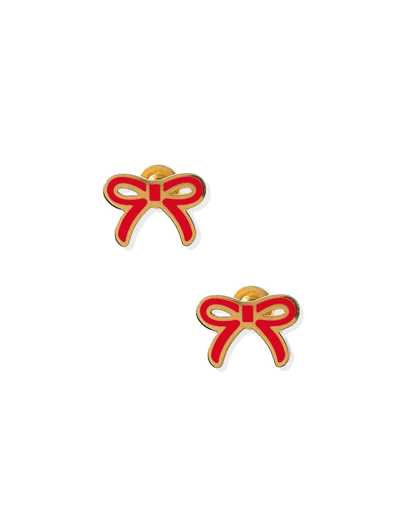 Screwback Stud Earrings - Sadie Bow Red - Shop LINNY CO