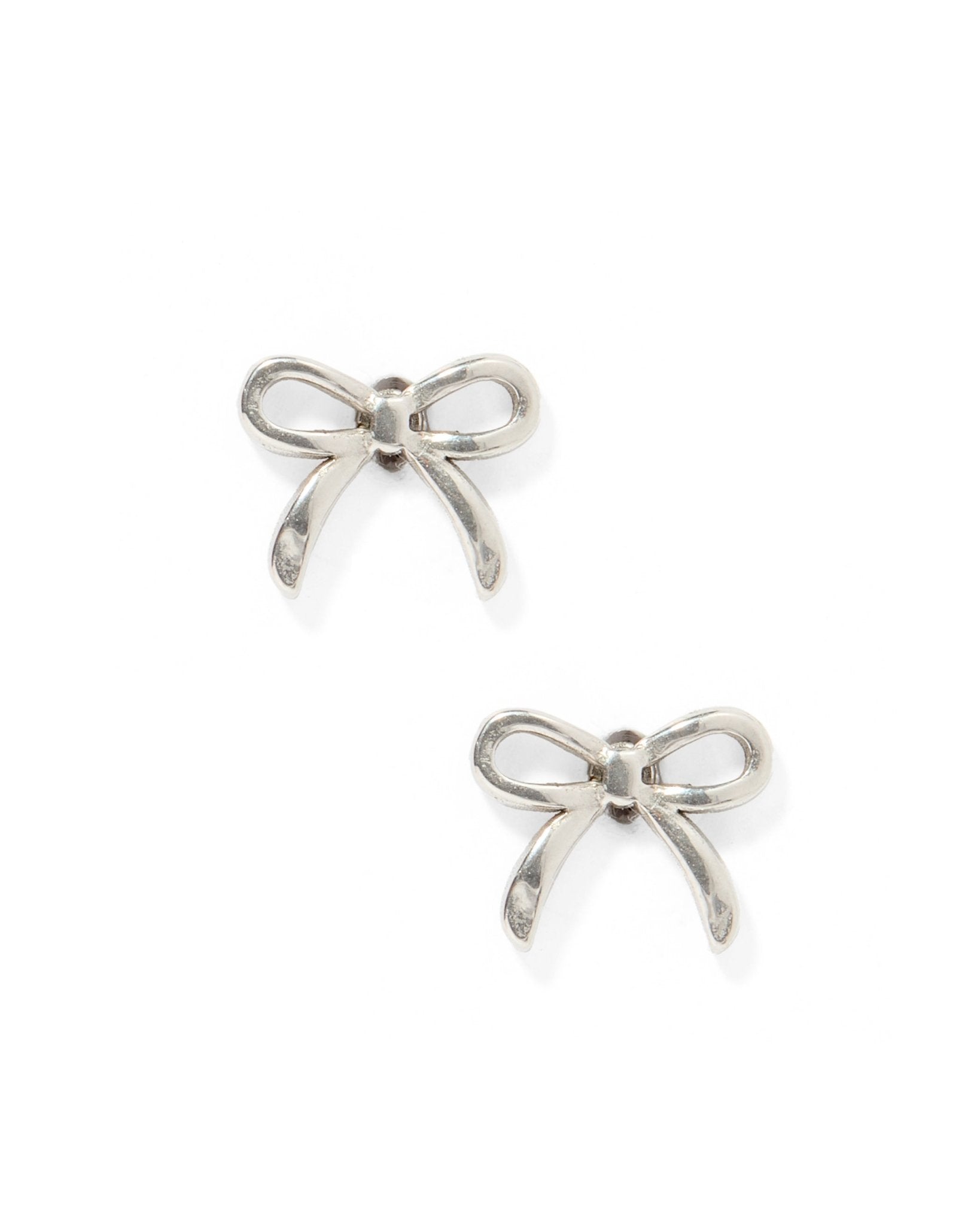Screwback Stud Earrings - Sadie Bow Silver - Shop LINNY CO