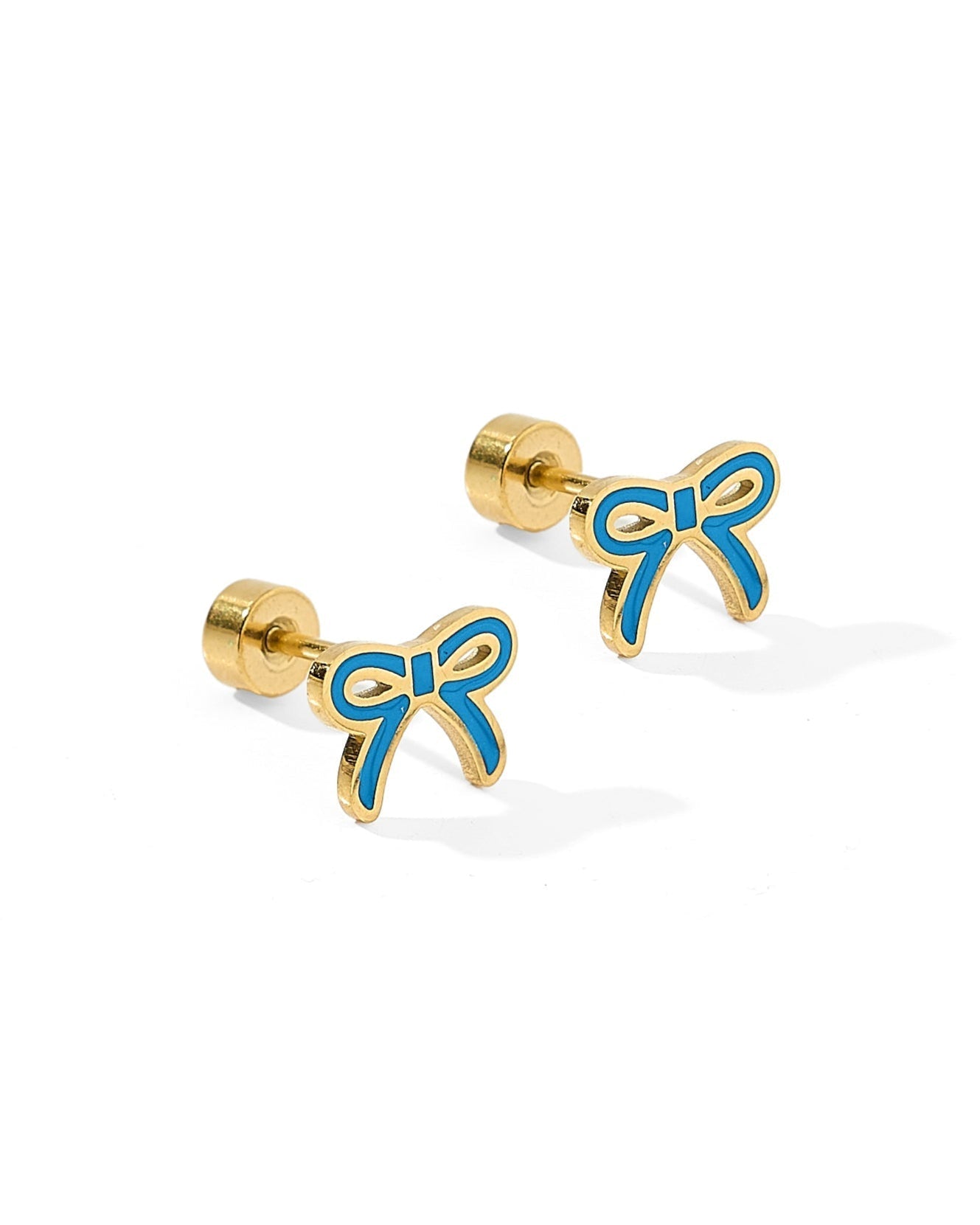 Screwback Stud Earrings - Sadie Bow True Blue - Shop LINNY CO