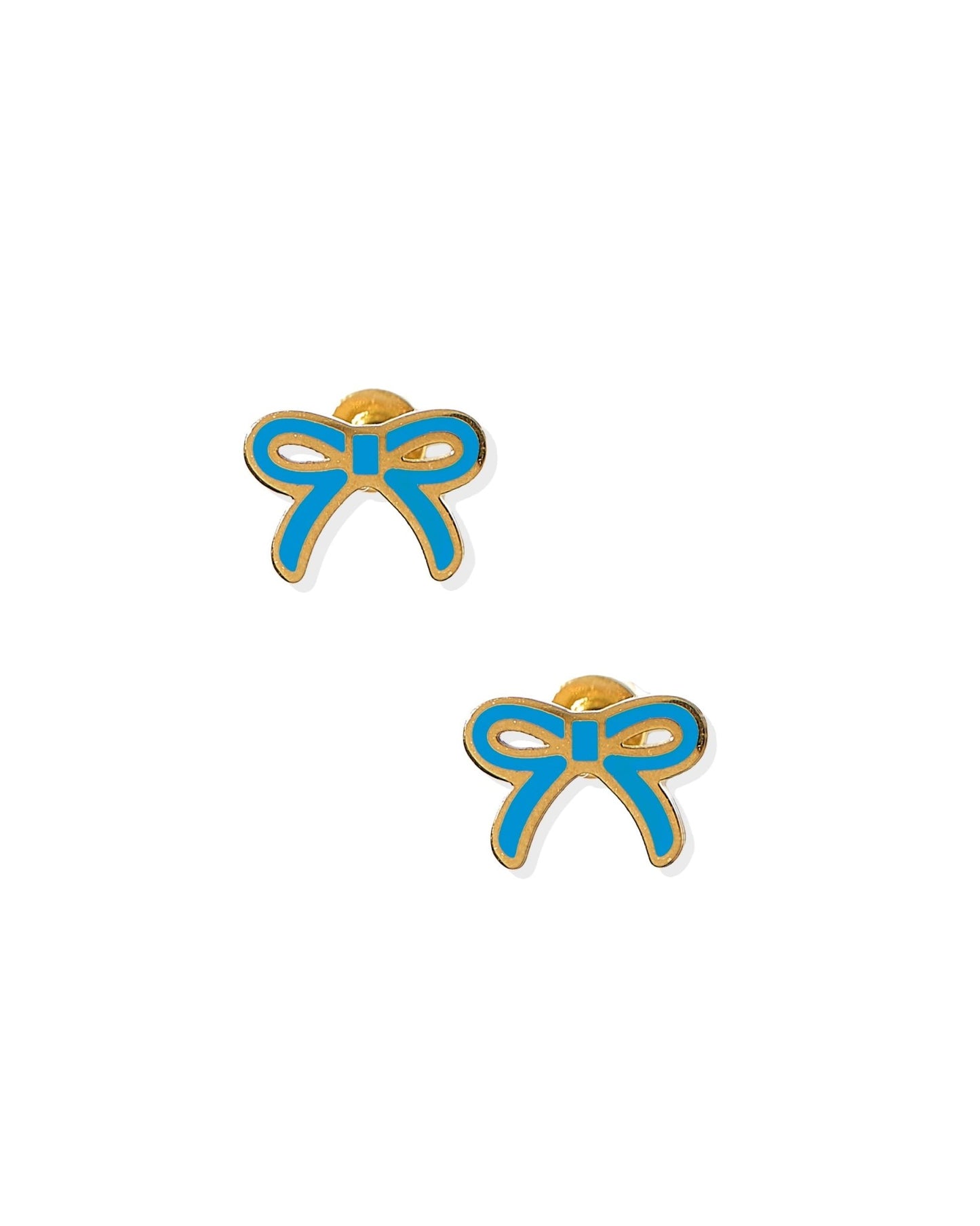 Screwback Stud Earrings - Sadie Bow True Blue - Shop LINNY CO