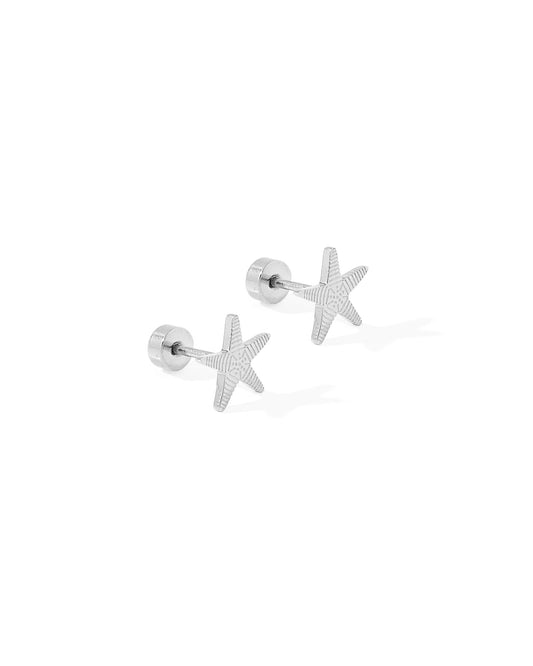 Screwback Stud Earrings - Starfish Silver - Shop LINNY CO