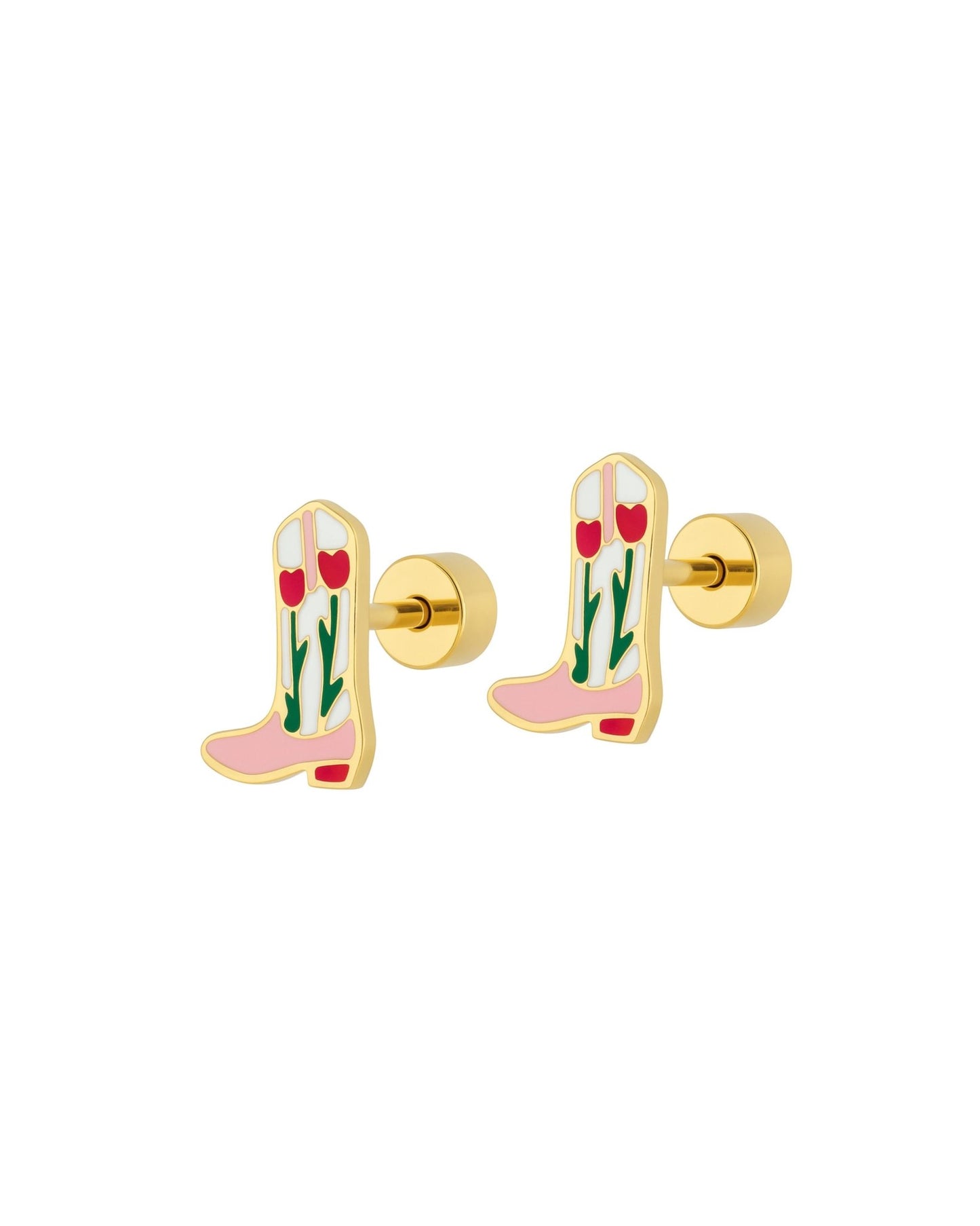 Screwback Stud Earrings - Tulip Cowgirl Boot PREORDER - Shop LINNY CO