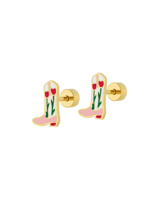 Screwback Stud Earrings - Tulip Cowgirl Boot PREORDER - Shop LINNY CO