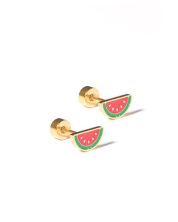 Screwback Stud Earrings - Watermelon - Shop LINNY CO