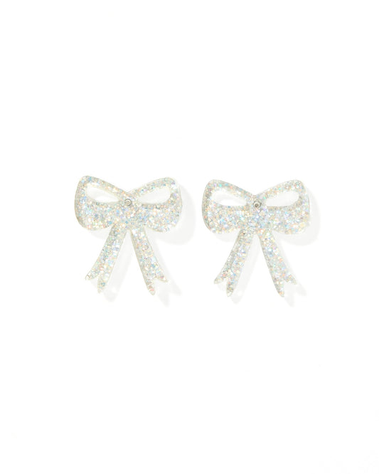 Sophia Bow Earrings - Iridescent Glitter - Shop LINNY CO