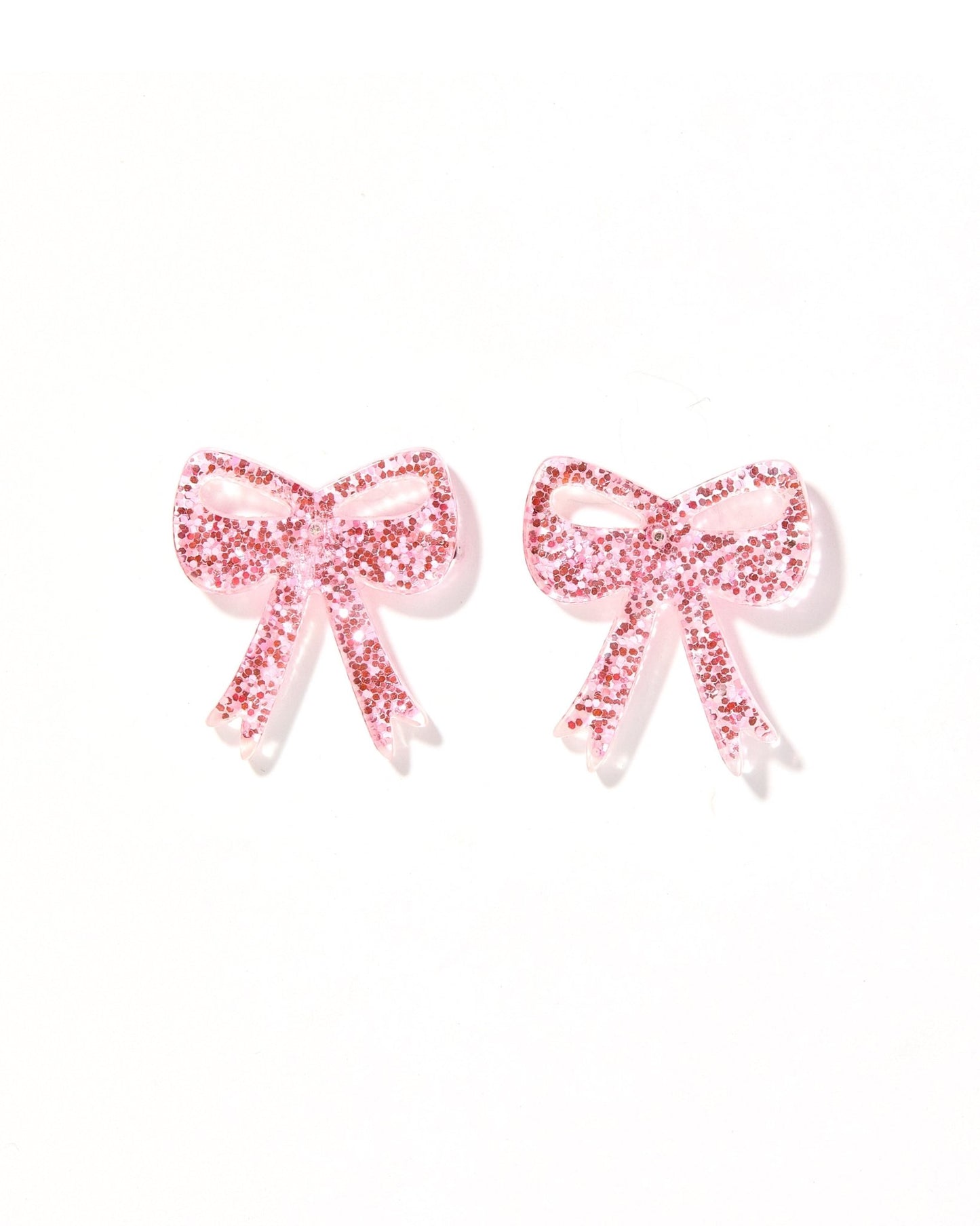 Sophia Bow Earrings - Pink Glitter - Shop LINNY CO