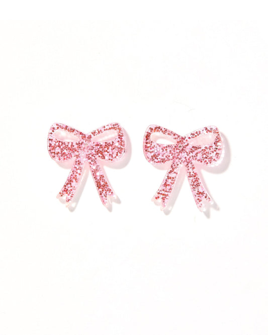 Sophia Bow Earrings - Pink Glitter - Shop LINNY CO