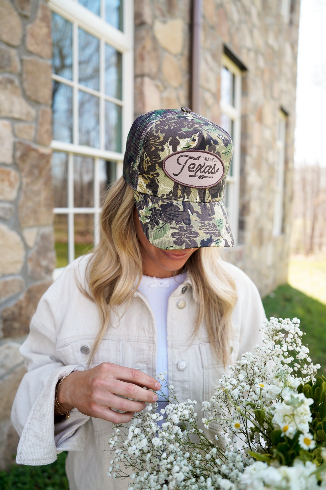 Take me to Texas - Camo Vintage Trucker Hat - Shop LINNY CO