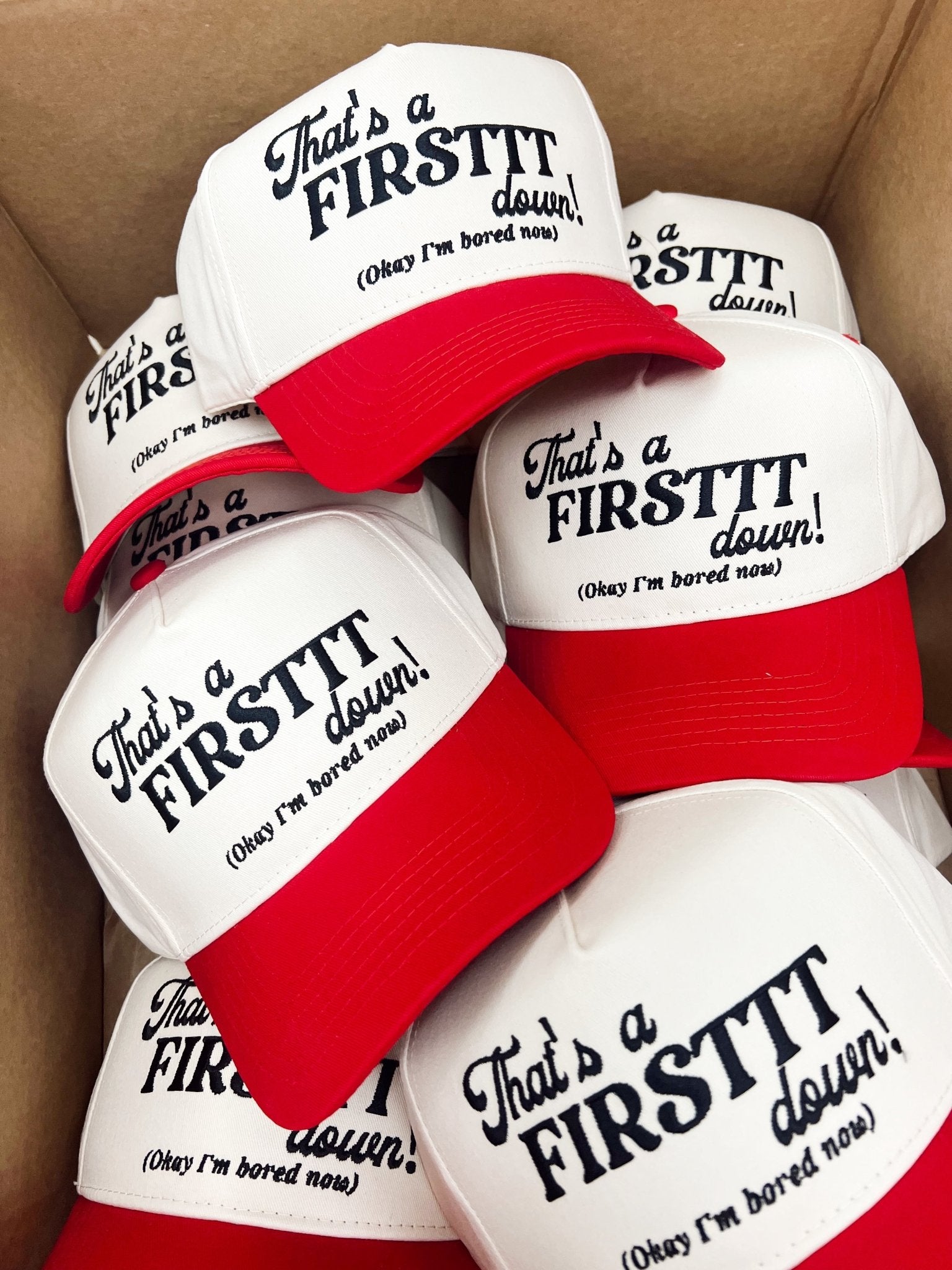 That's a Firstttt Down Vintage Trucker Hat - Red - Shop LINNY CO