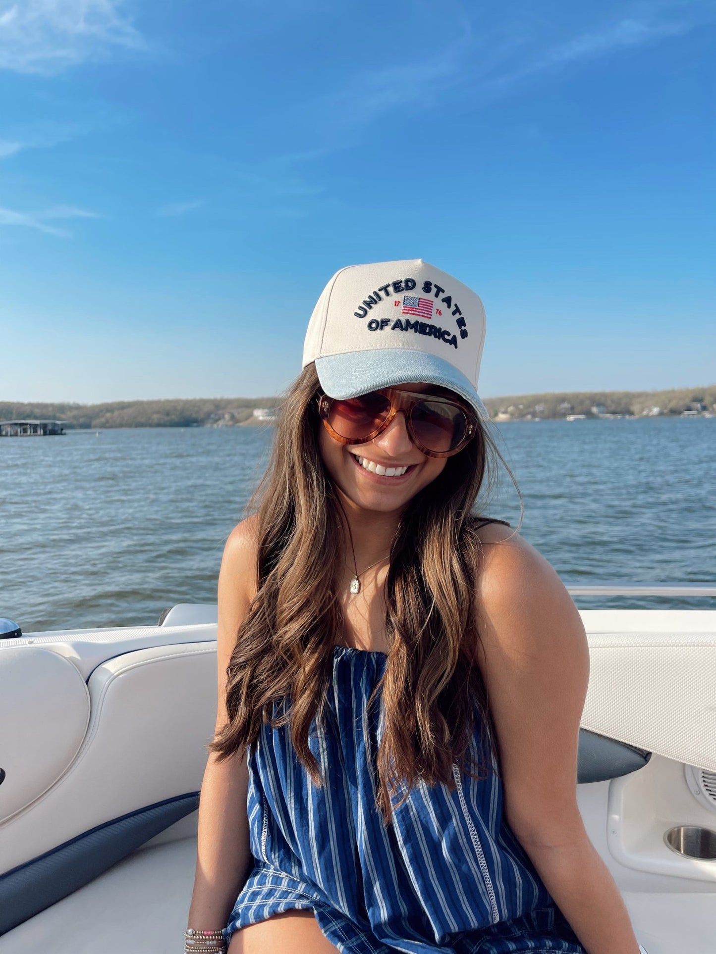 United States of America - Denim Blue Vintage Trucker Hat - Shop LINNY CO