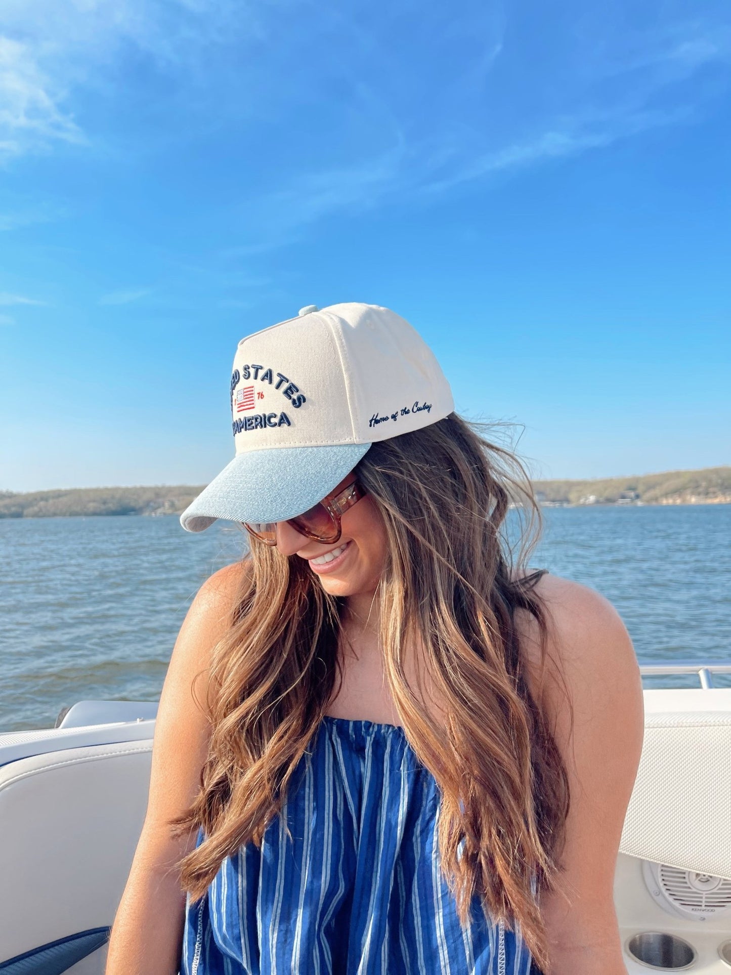 United States of America - Denim Blue Vintage Trucker Hat - Shop LINNY CO