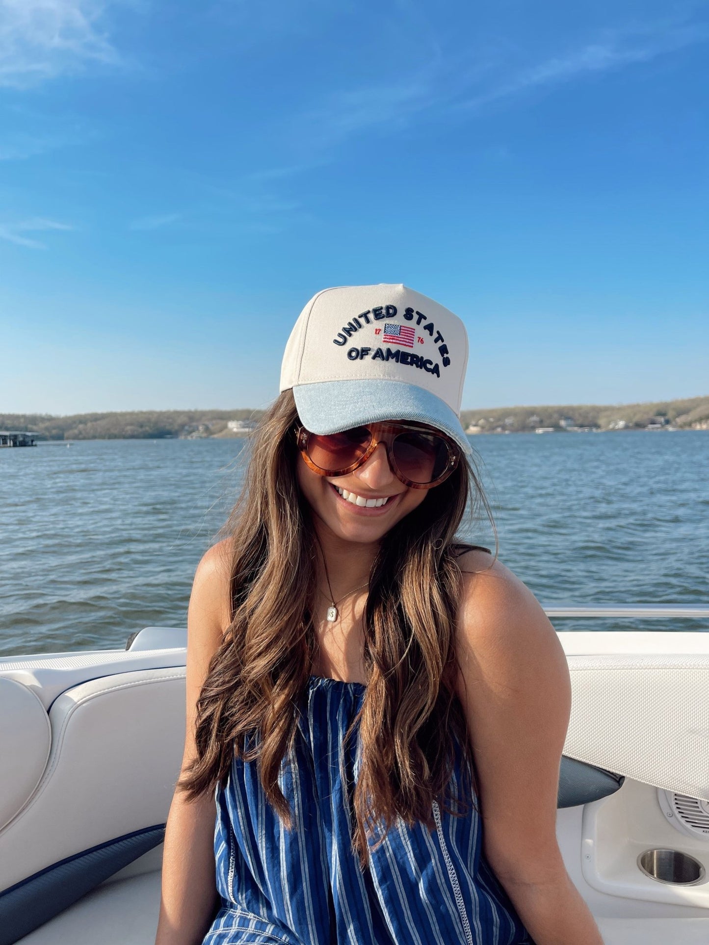 United States of America - Denim Blue Vintage Trucker Hat - Shop LINNY CO