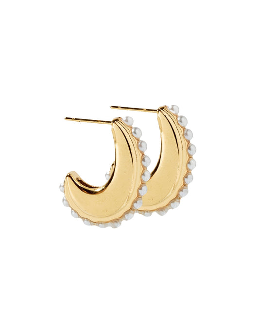 Wren Pearl Hoop Earrings - Gold - Shop LINNY CO