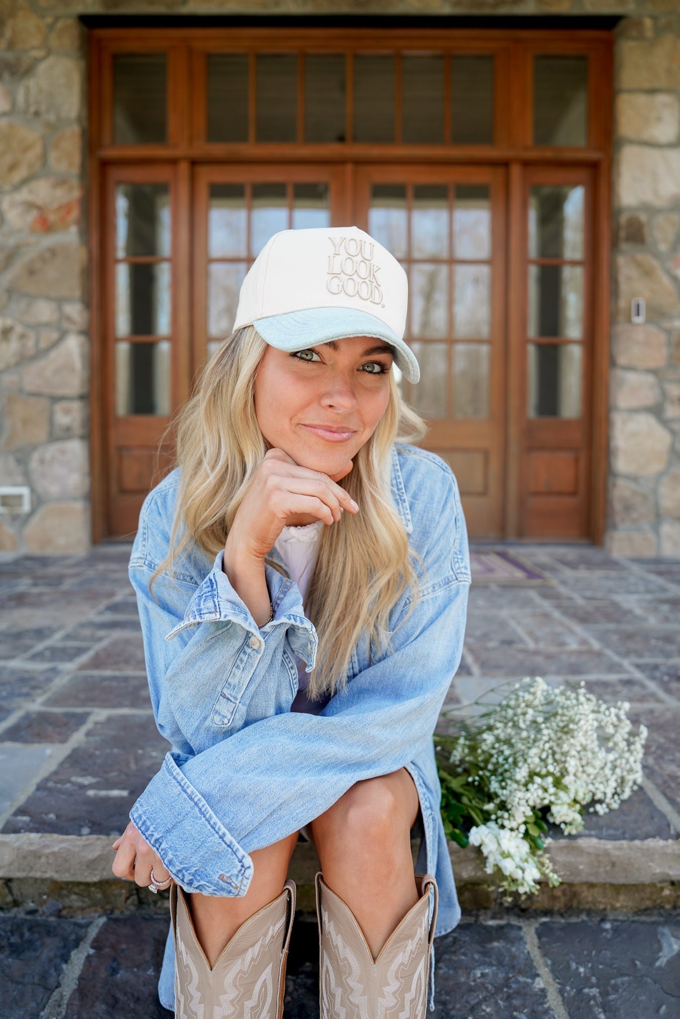 You Look Good. - Denim Vintage Trucker Hat - Shop LINNY CO