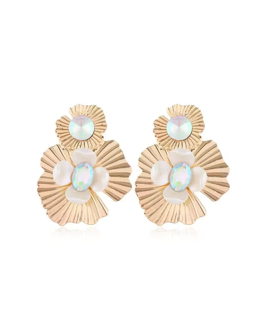 Zara Iridescent Statement Earrings - Gold - Shop LINNY CO