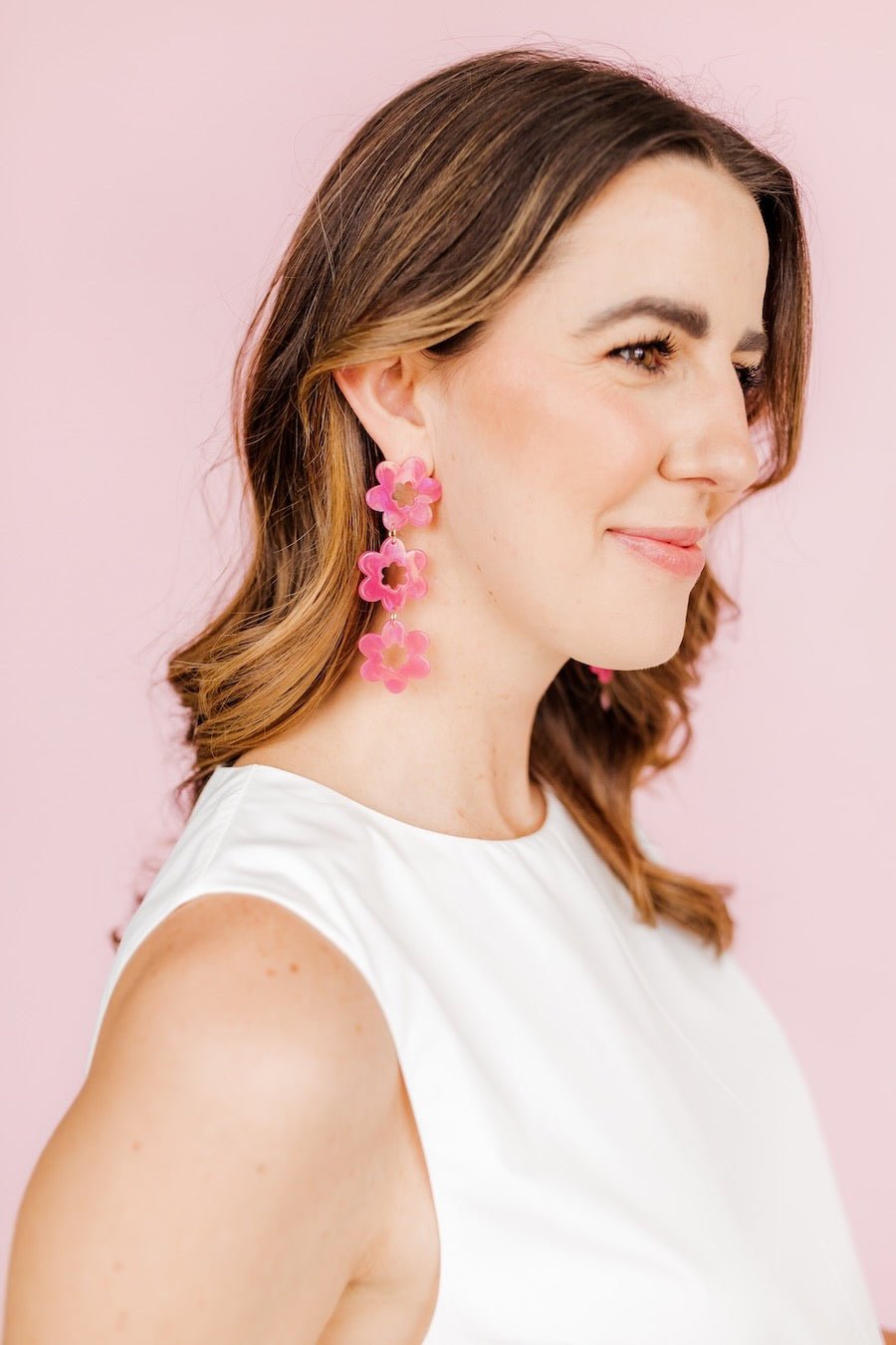 Zoey Statement Earrings - Azalea Pink - Shop LINNY CO