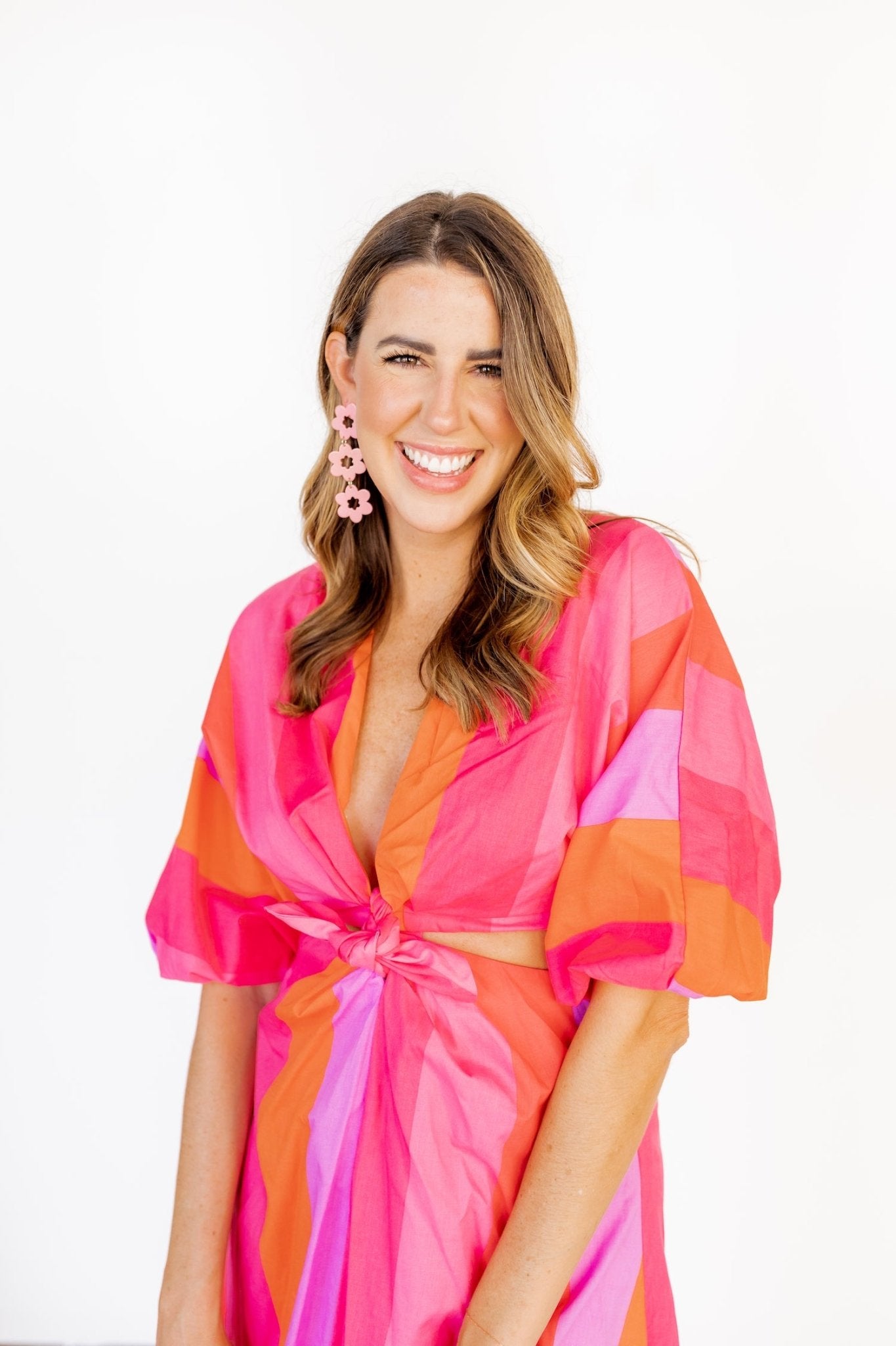 Zoey Statement Earrings - Bright Coral - Shop LINNY CO