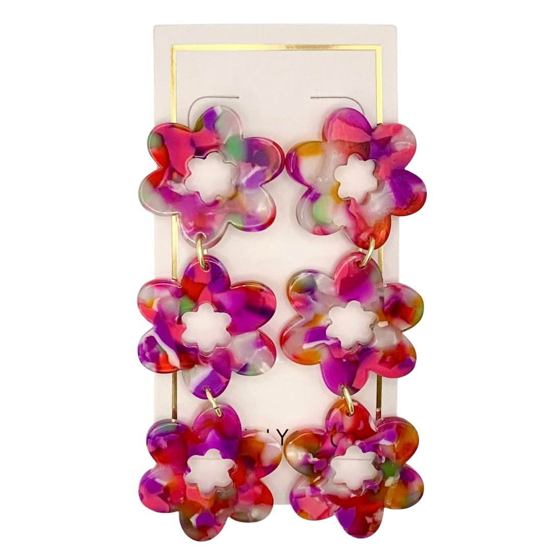 Zoey Statement Earrings - Pink Multi - Shop LINNY CO