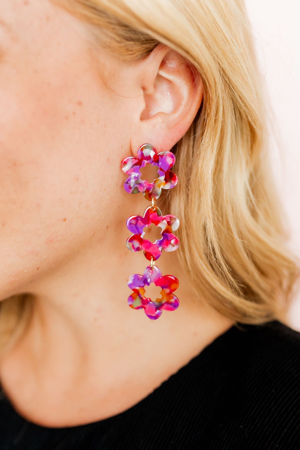Zoey Statement Earrings - Pink Multi - Shop LINNY CO