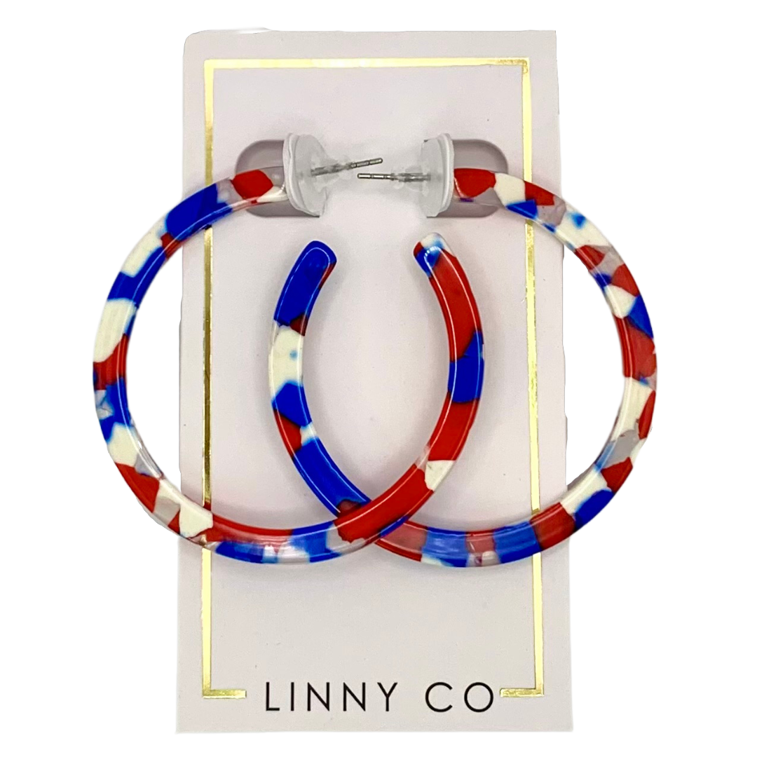 Holly Medium Hoop Earrings - Red, White and Blue
