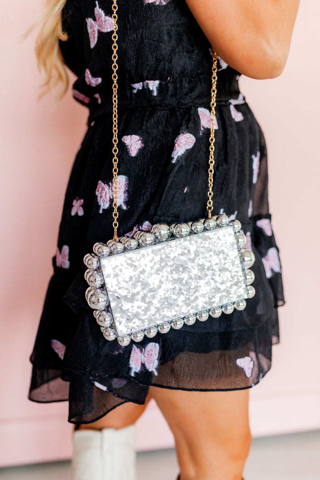 Daphne Clutch - Silver Glitter