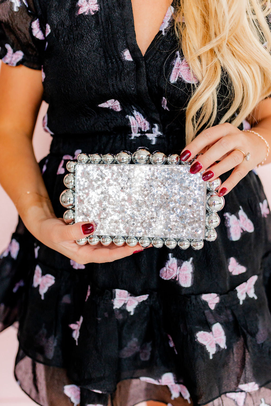 Daphne Clutch - Silver Glitter