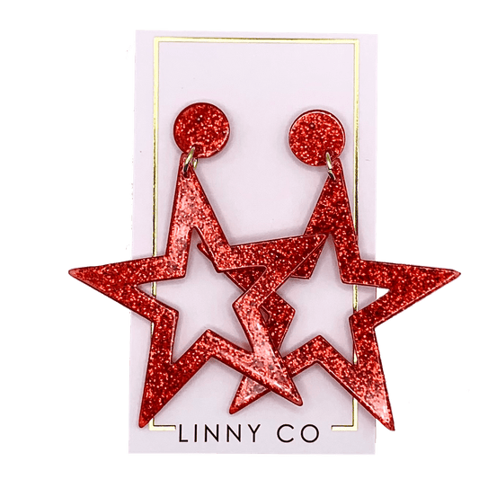 Glory Star Statement Earrings - Crimson - Shop LINNY CO