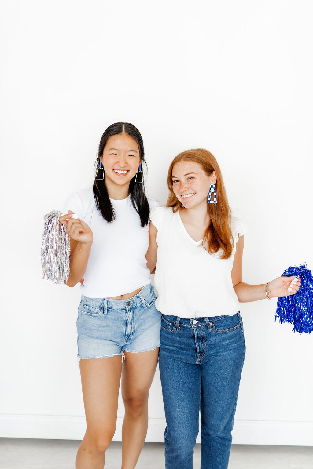 Kennedy Statement Earrings - Blue Checkered - Shop LINNY CO