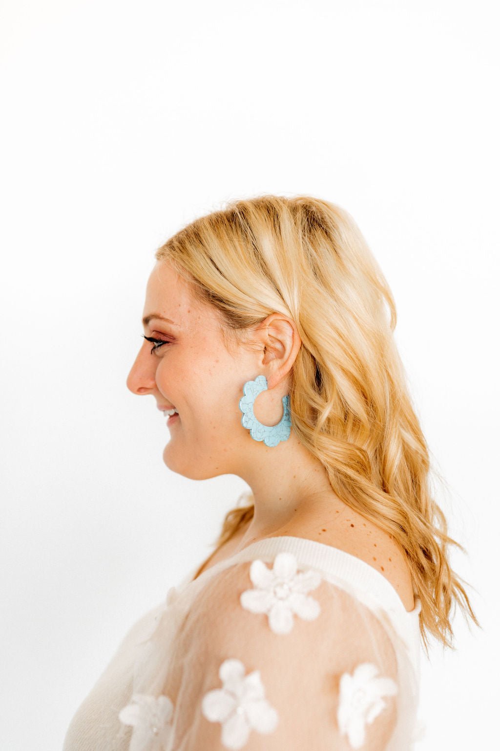 Margo Scallop Hoop Earrings - Turquoise - Shop LINNY CO
