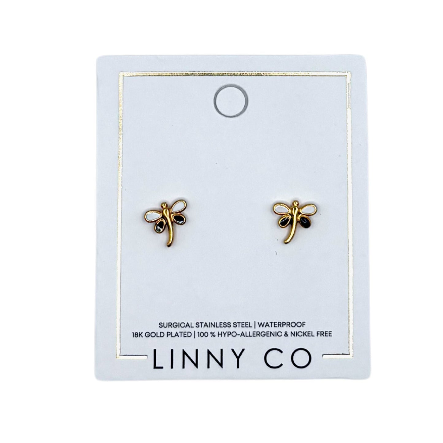 Screwback Stud Earrings - Bri Butterfly White and Black - Shop LINNY CO
