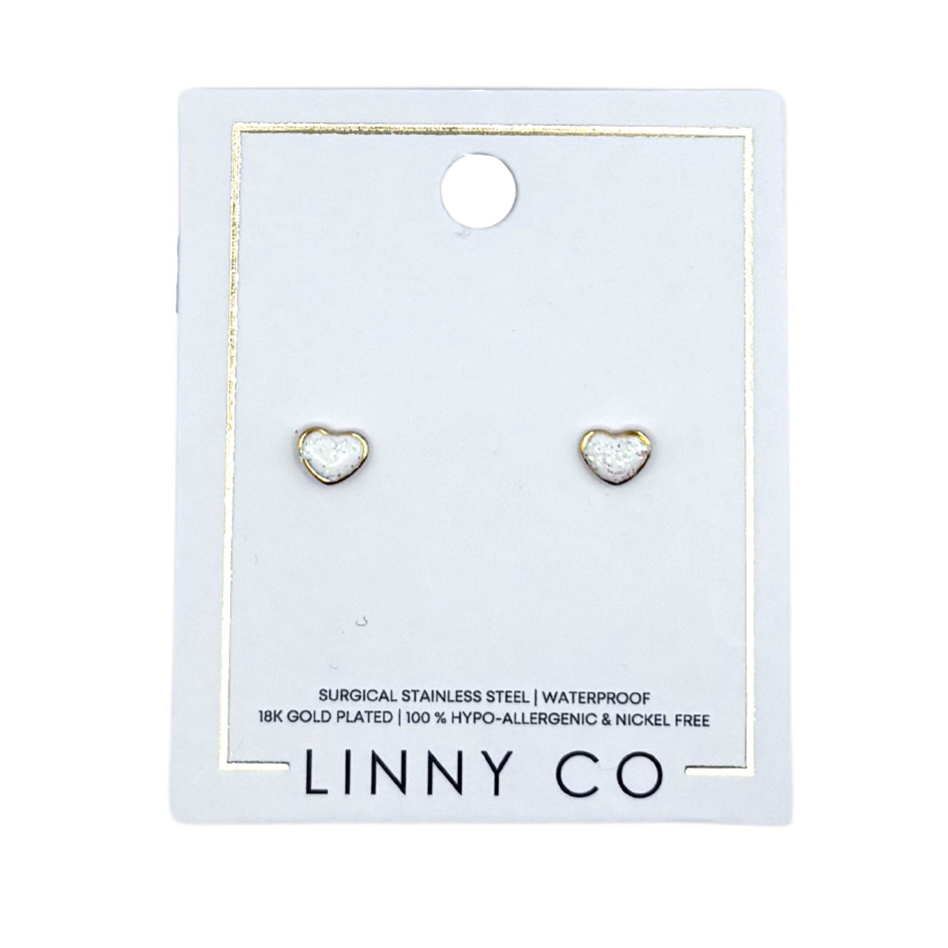 Screwback Stud Earrings - Nora Heart White - Shop LINNY CO