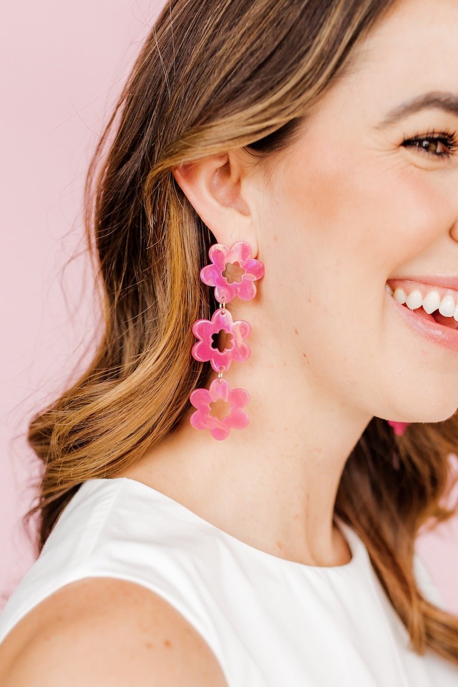 Zoey Statement Earrings - Azalea Pink - Shop LINNY CO