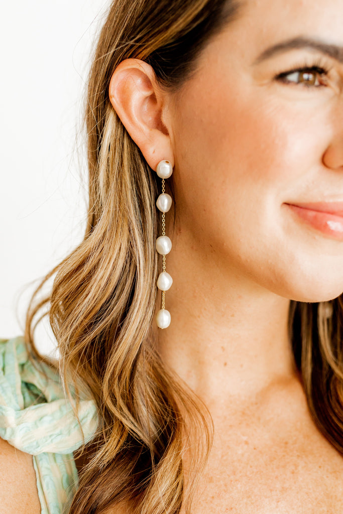 ピアス [LLOYD] Freshwater Pearl Long-Drop Gold & Silver Earrings Freshwater Pearl Drop Earrings | LELET NY