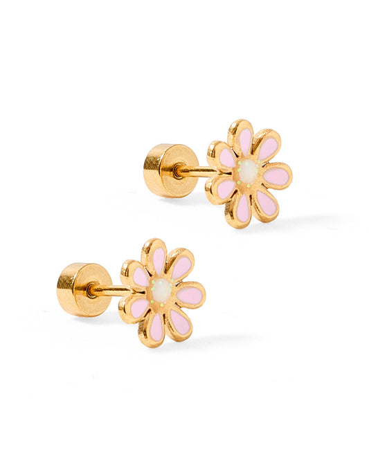 Screwback Stud Earrings - Elsie Pink
