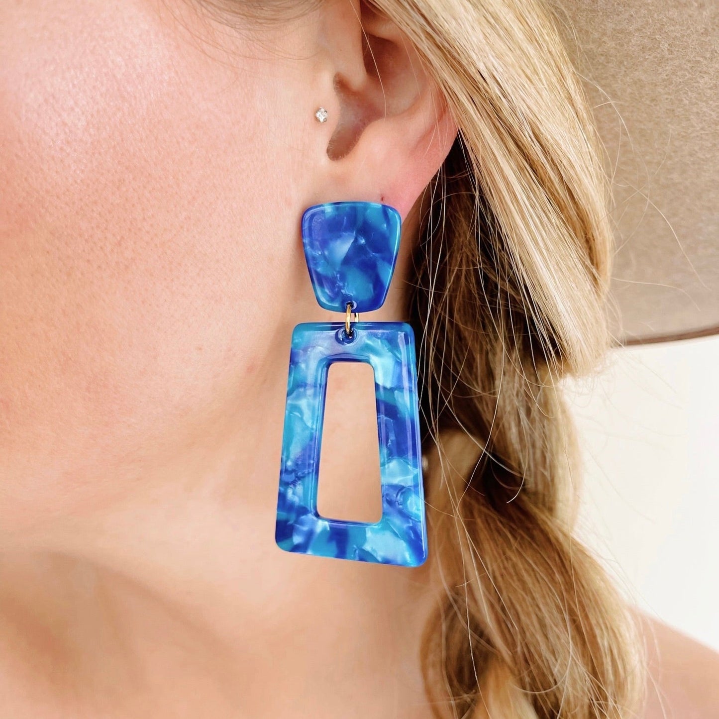 Kennedy Statement Earrings - Cobalt Blue