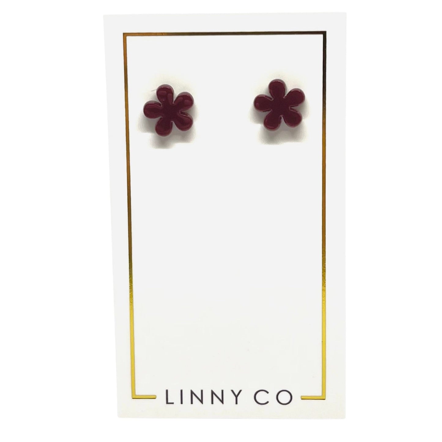Jenna Stud Earrings - Flower Maroon