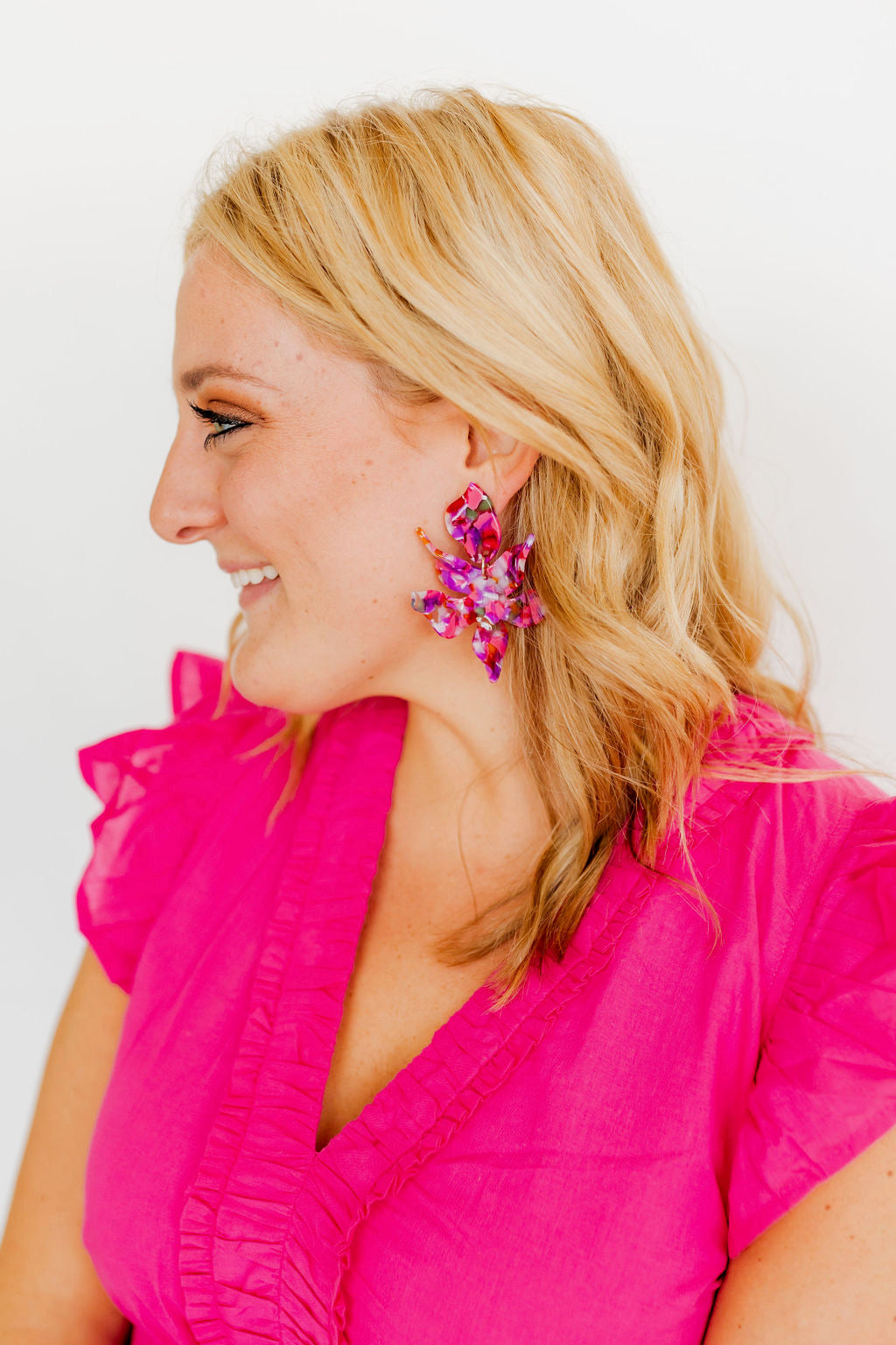 Flora Statement Earrings - Pink Multi