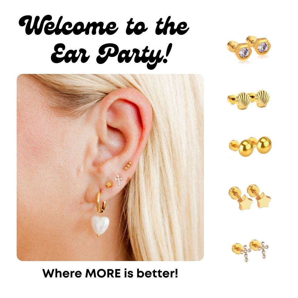Screwback Stud Earrings - Nora Heart Pink
