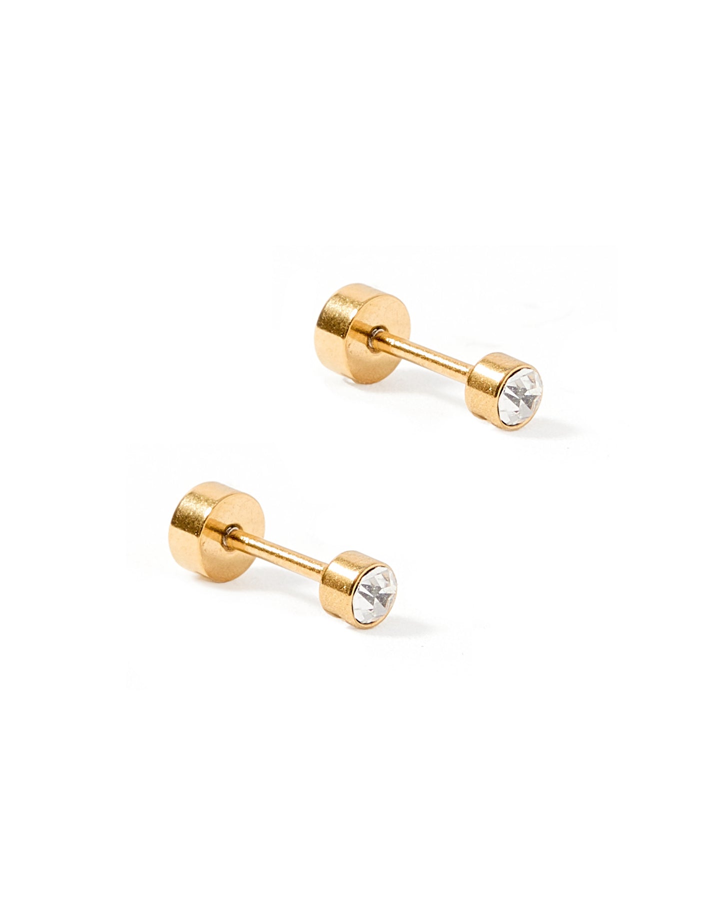 Screwback Stud Earrings - Juliet Clear 3mm