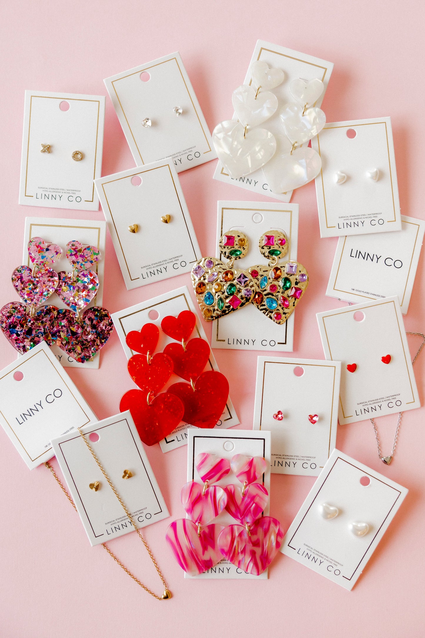 Penny Heart Statement Earrings - Pink Birthday Confetti