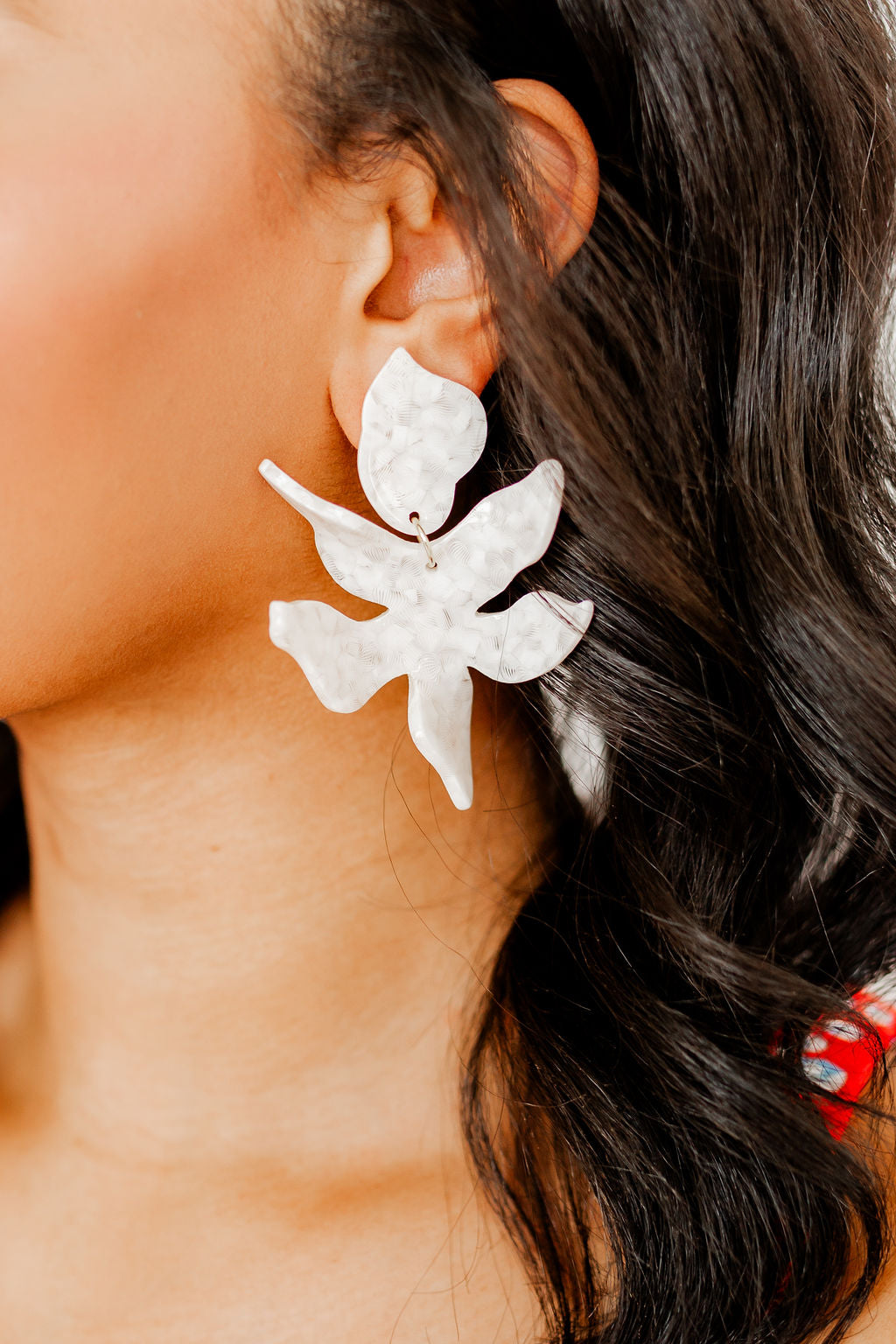 Flora Statement Earrings - White Shell