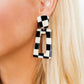 Kennedy Statement Earrings - Black Checkered