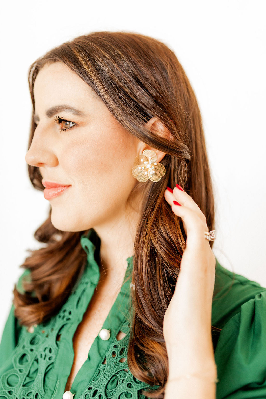 Vanessa Gold Pearl Flower Earrings