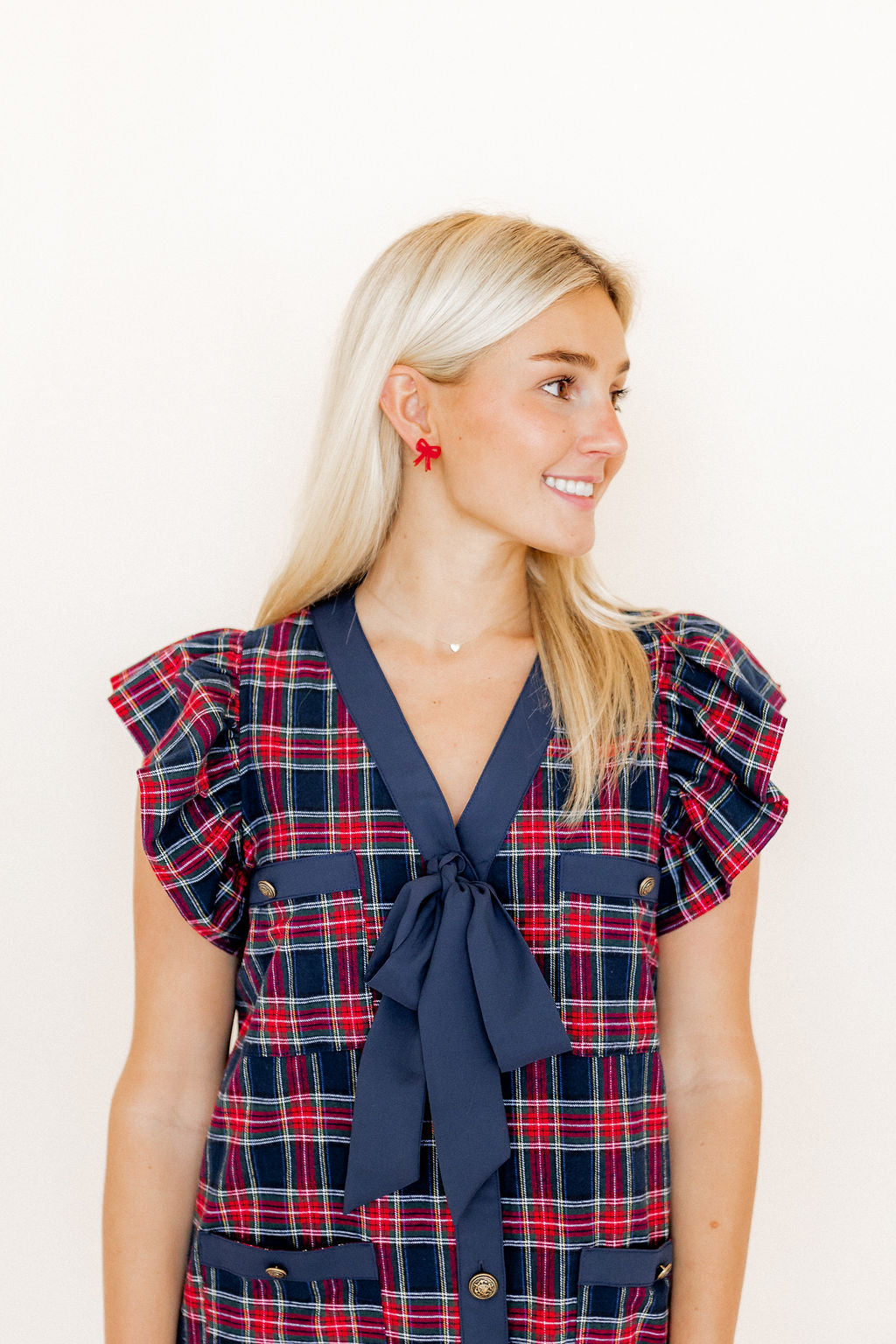 Sophia Bow Earrings - True Red