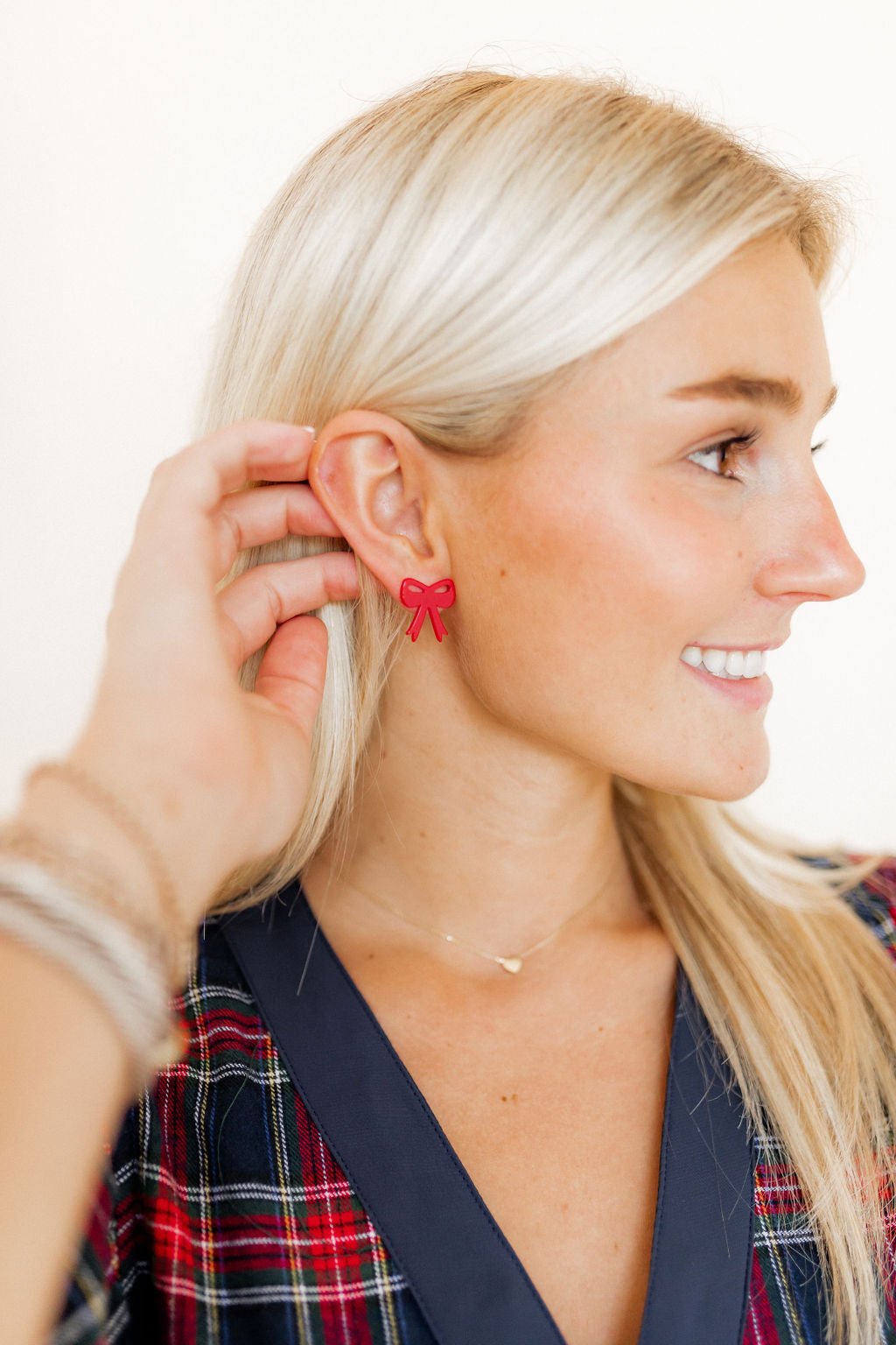 Sophia Bow Earrings - True Red