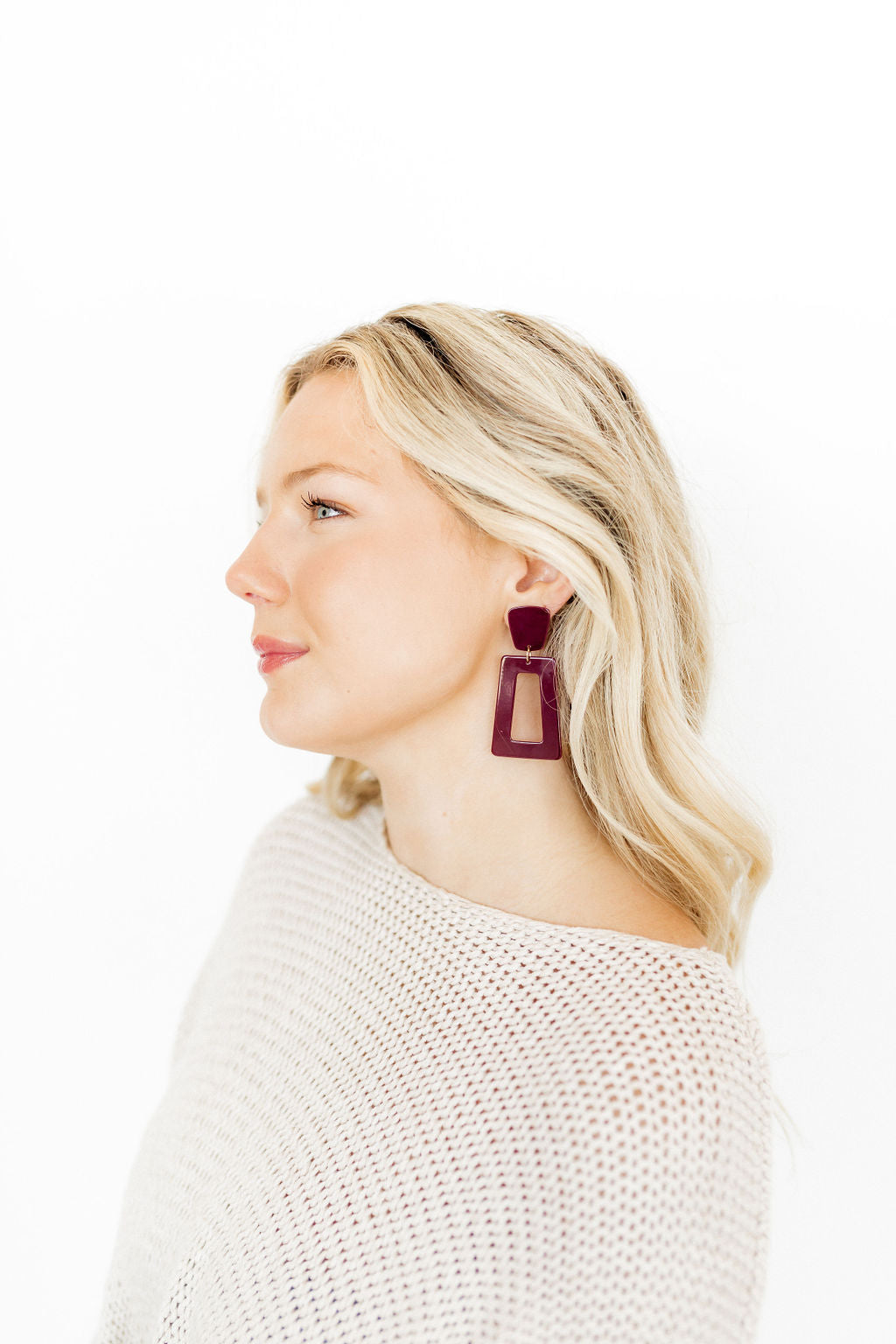 Kennedy Statement Earrings - Maroon