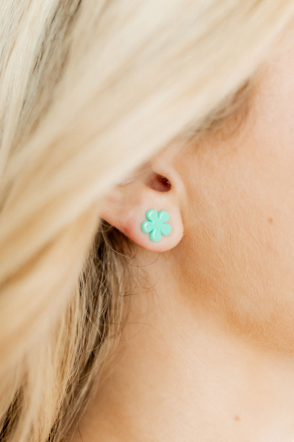 Jenna Stud Earrings - Flower Aqua