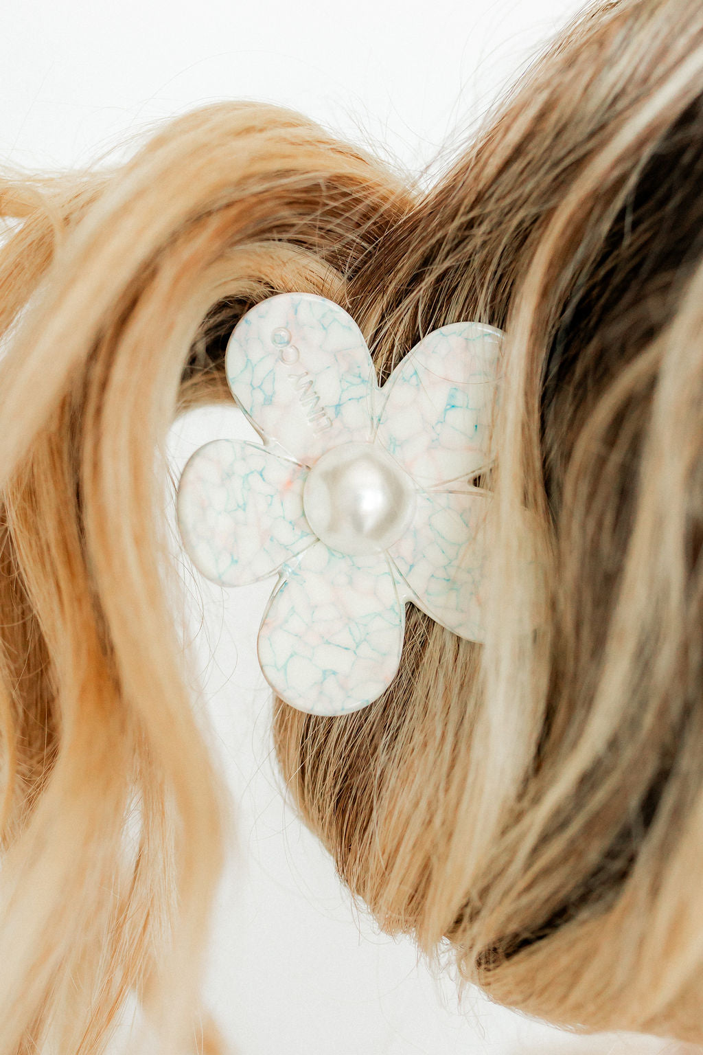 Hair Clip - Gigi Coral Seas with Pearl Center